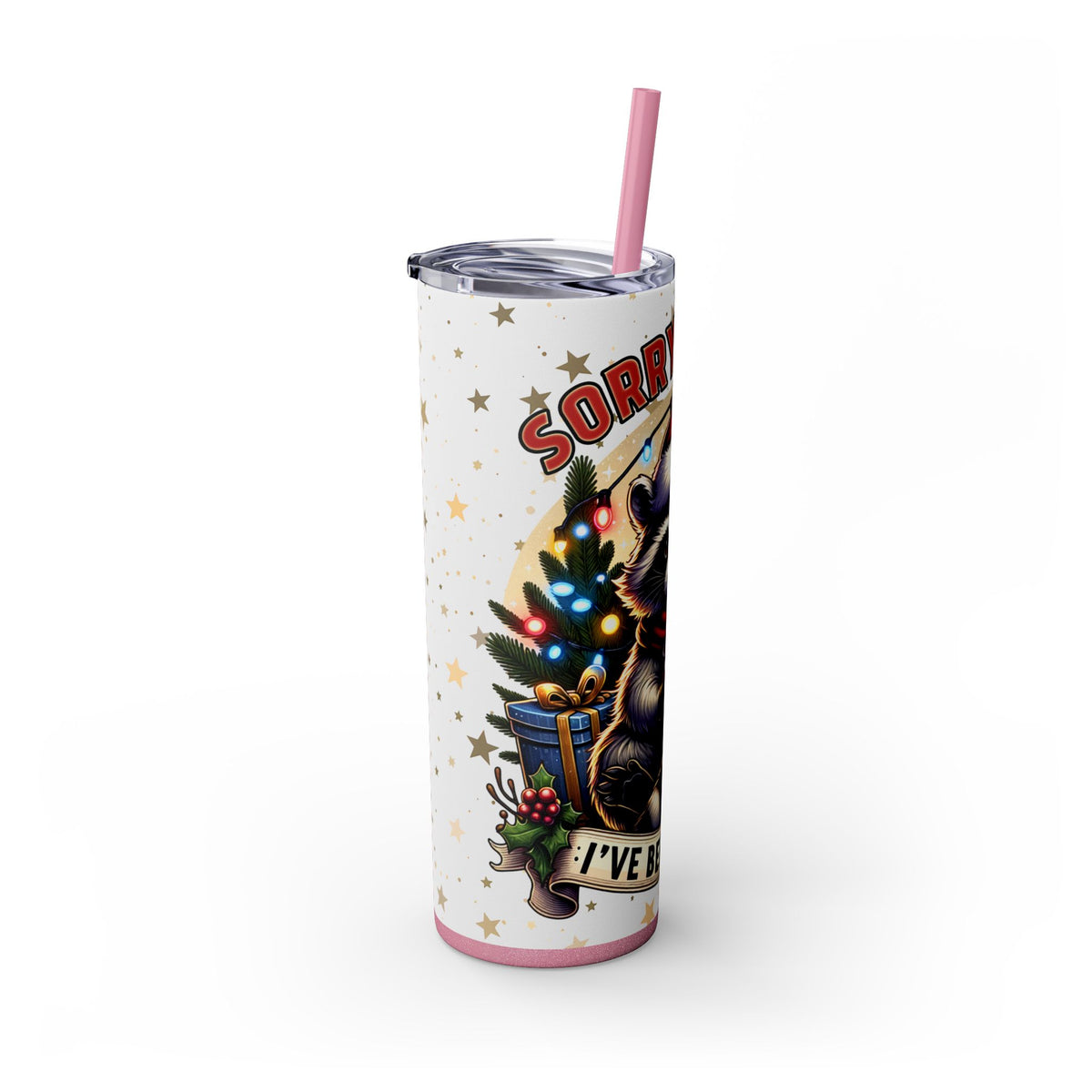 Funny Santa Skinny Tumbler with Straw, 20oz