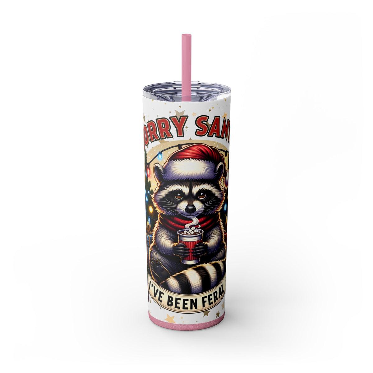 Funny Santa Skinny Tumbler with Straw, 20oz