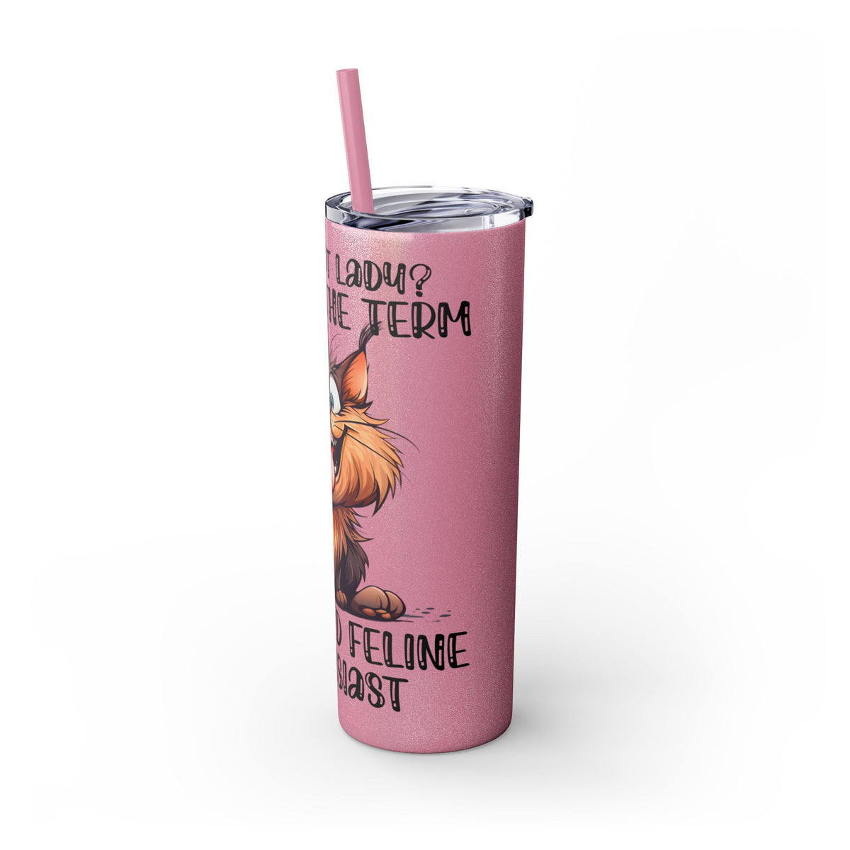 Funny Cat Skinny Tumbler with Straw, 20oz