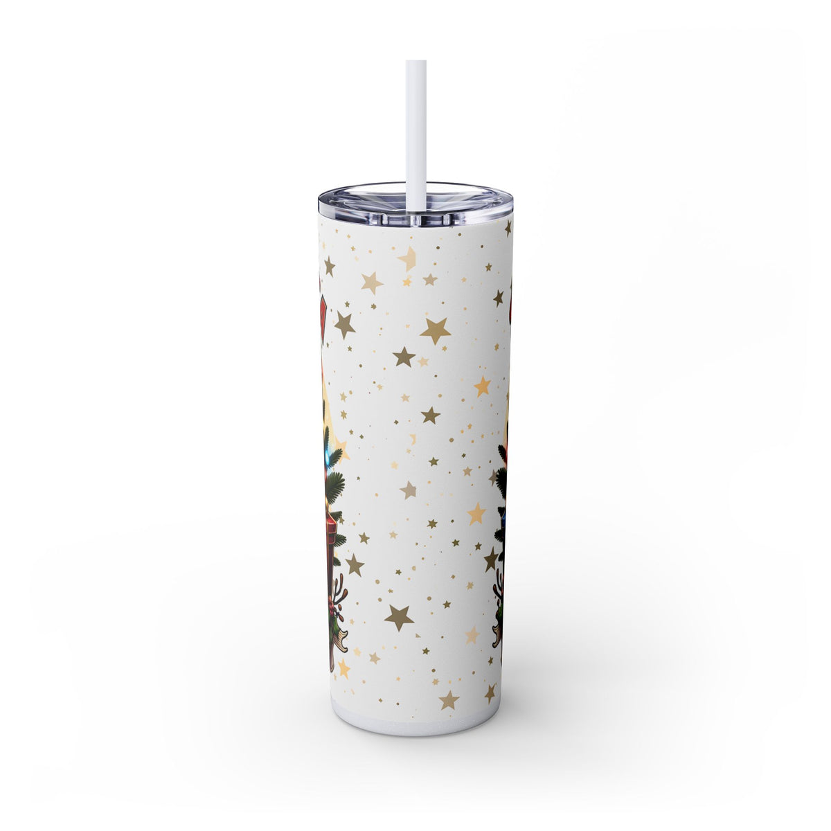Funny Santa Skinny Tumbler with Straw, 20oz