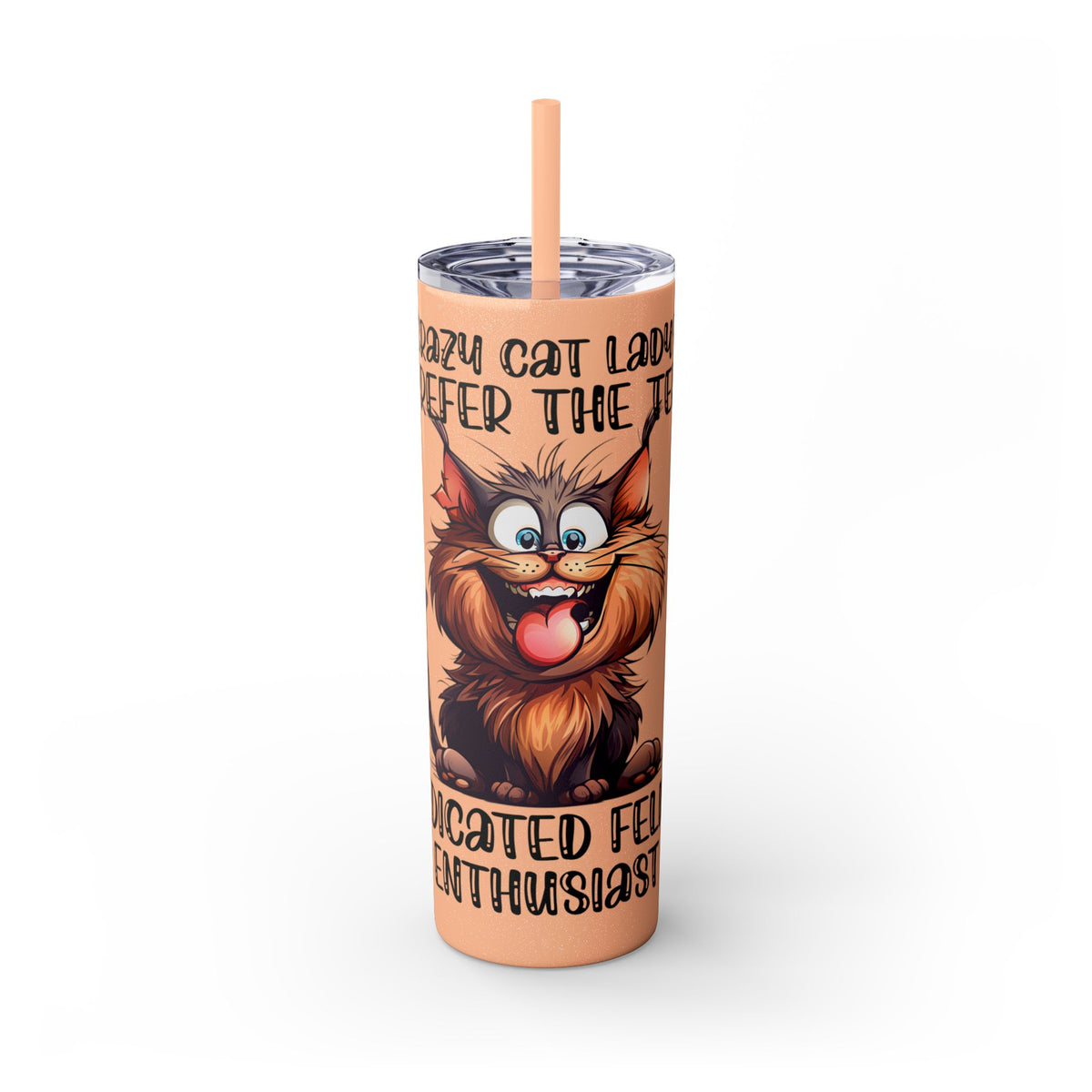 Funny Cat Skinny Tumbler with Straw, 20oz