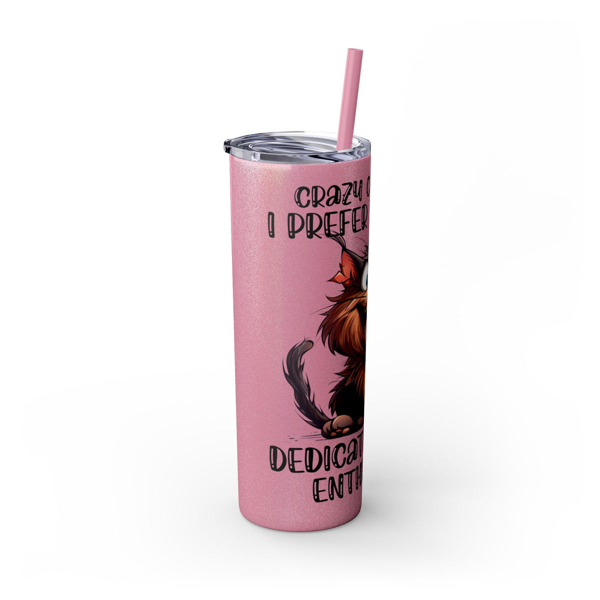 Funny Cat Skinny Tumbler with Straw, 20oz