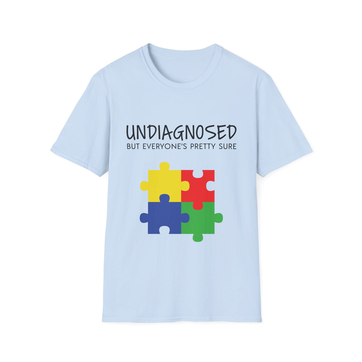 Unisex Softstyle T-Shirt - "Undiagnosed But Everyone's Pretty Sure" Puzzle Design