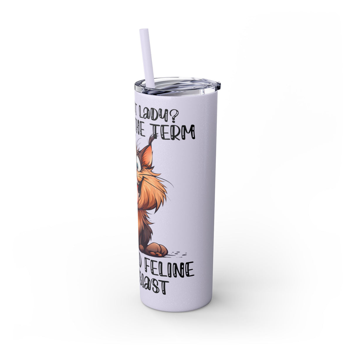 Funny Cat Skinny Tumbler with Straw, 20oz