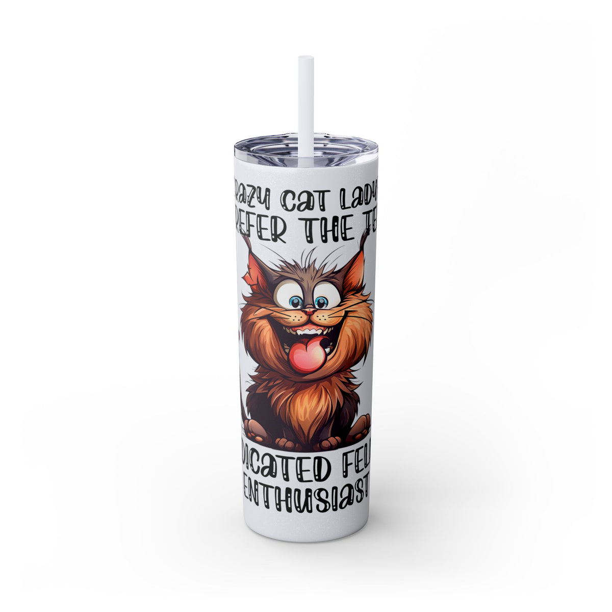 Funny Cat Skinny Tumbler with Straw, 20oz