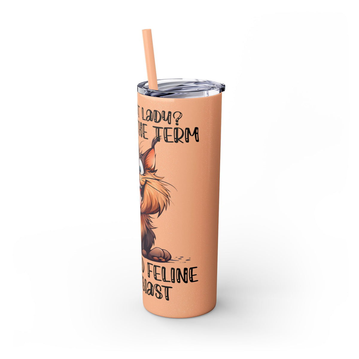 Funny Cat Skinny Tumbler with Straw, 20oz