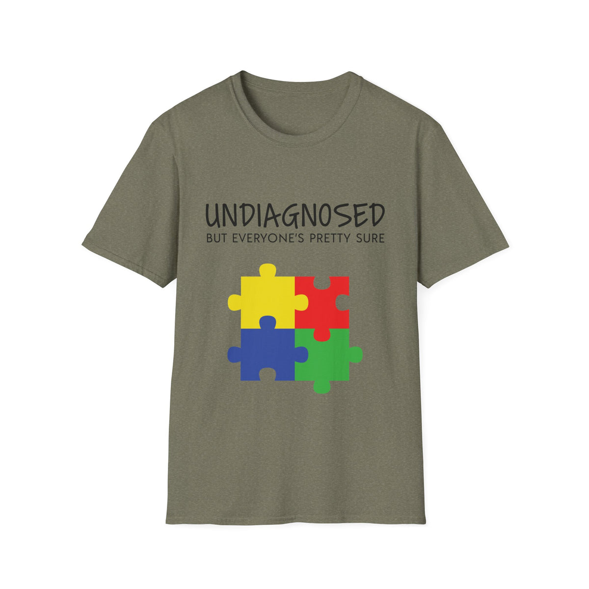 Unisex Softstyle T-Shirt - "Undiagnosed But Everyone's Pretty Sure" Puzzle Design
