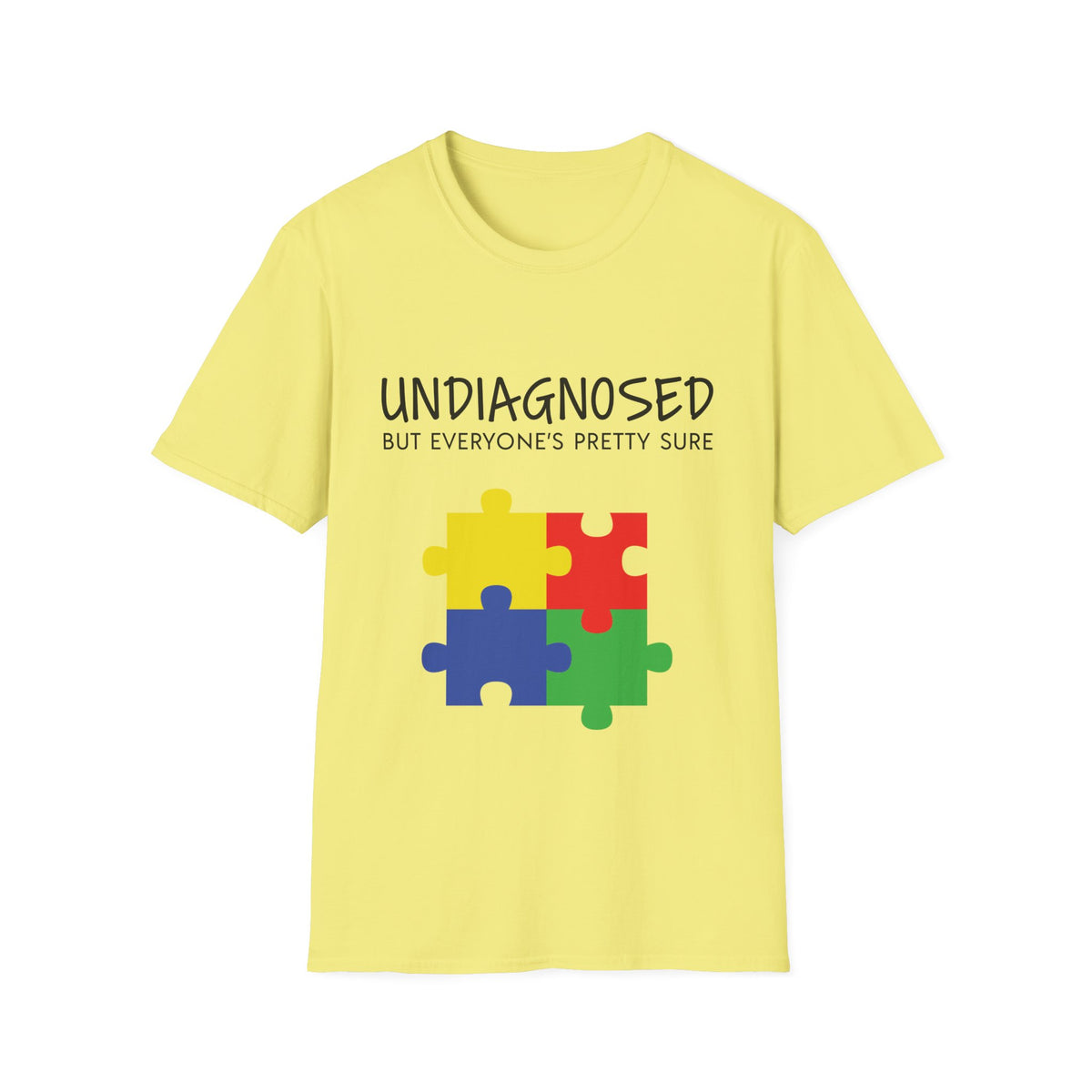 Unisex Softstyle T-Shirt - "Undiagnosed But Everyone's Pretty Sure" Puzzle Design