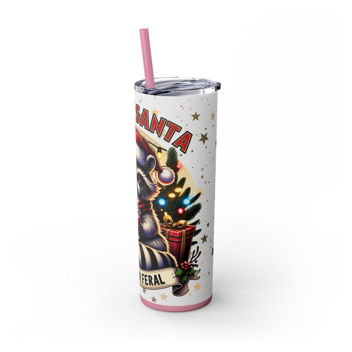 Funny Santa Skinny Tumbler with Straw, 20oz