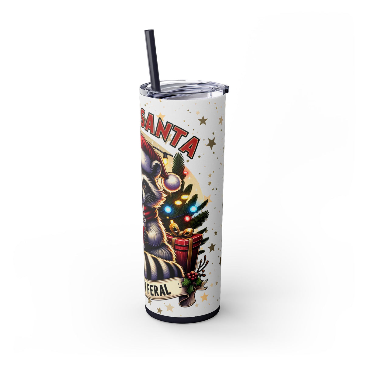 Funny Santa Skinny Tumbler with Straw, 20oz