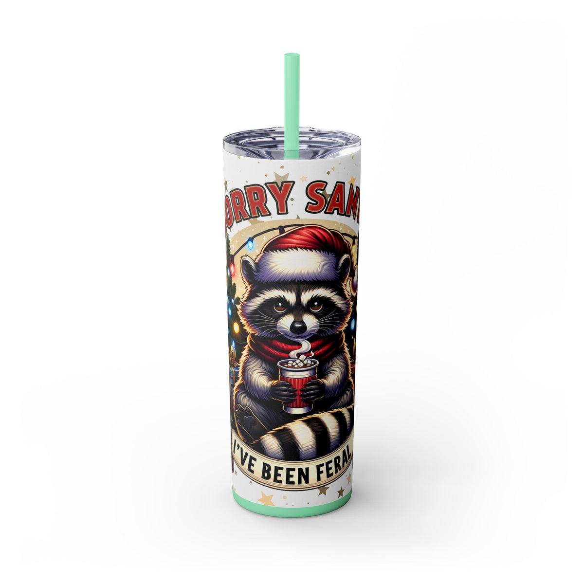 Funny Santa Skinny Tumbler with Straw, 20oz