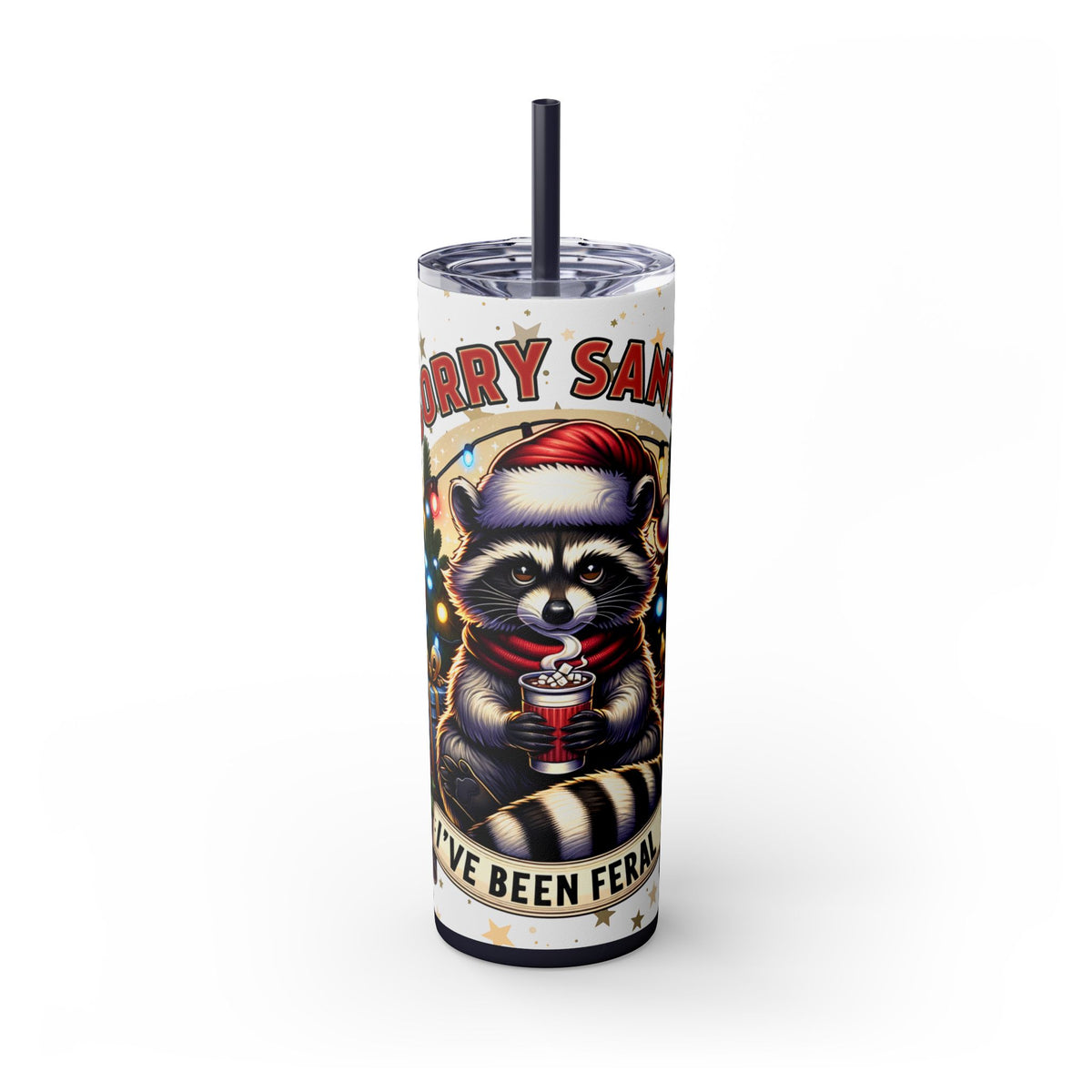 Funny Santa Skinny Tumbler with Straw, 20oz