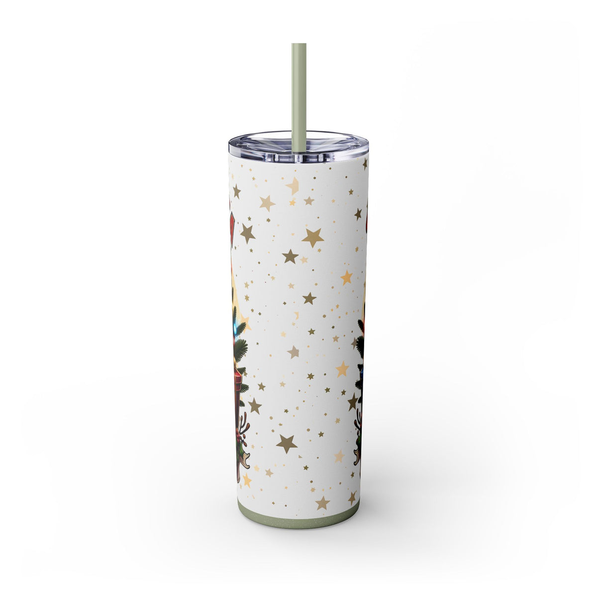 Funny Santa Skinny Tumbler with Straw, 20oz