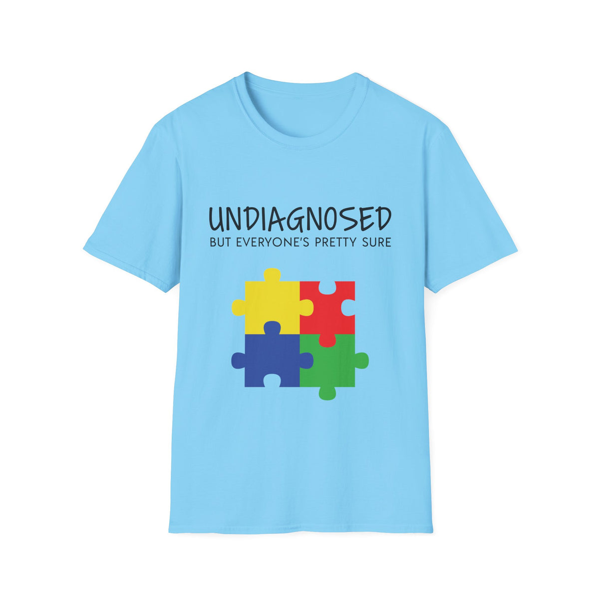 Unisex Softstyle T-Shirt - "Undiagnosed But Everyone's Pretty Sure" Puzzle Design