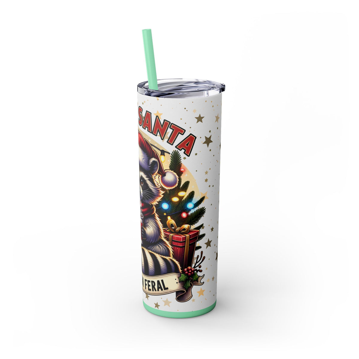 Funny Santa Skinny Tumbler with Straw, 20oz