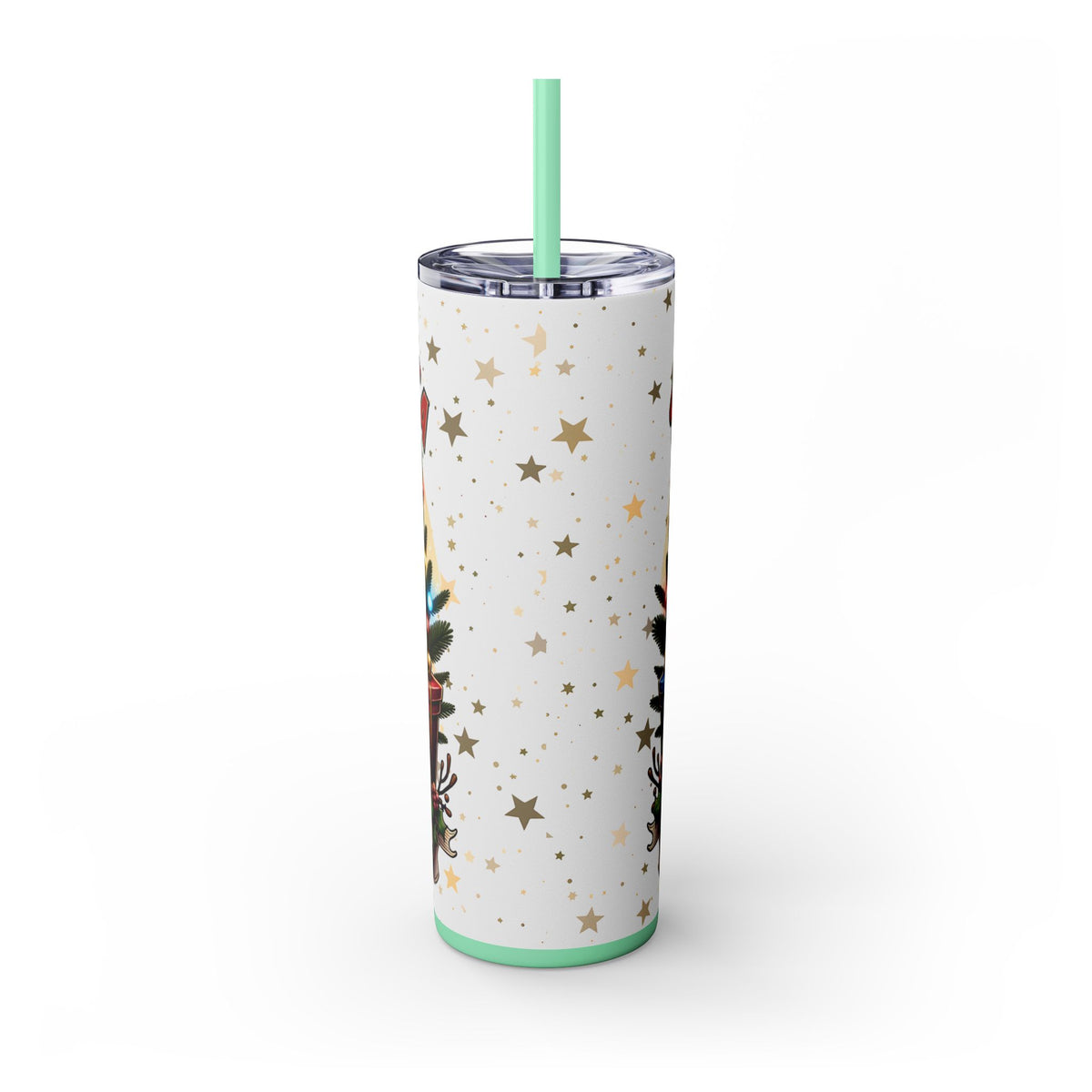 Funny Santa Skinny Tumbler with Straw, 20oz