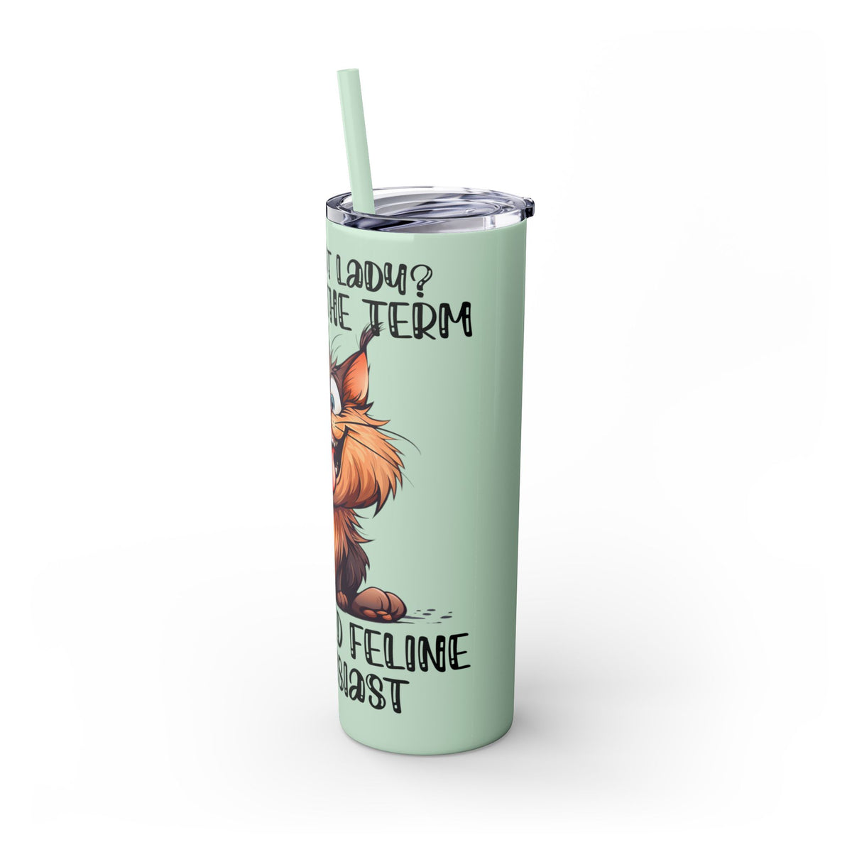 Funny Cat Skinny Tumbler with Straw, 20oz