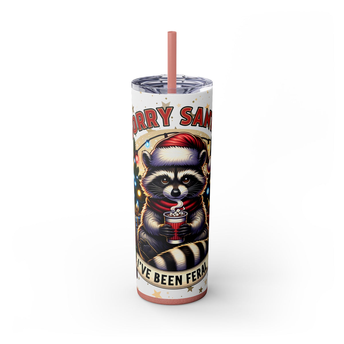 Funny Santa Skinny Tumbler with Straw, 20oz