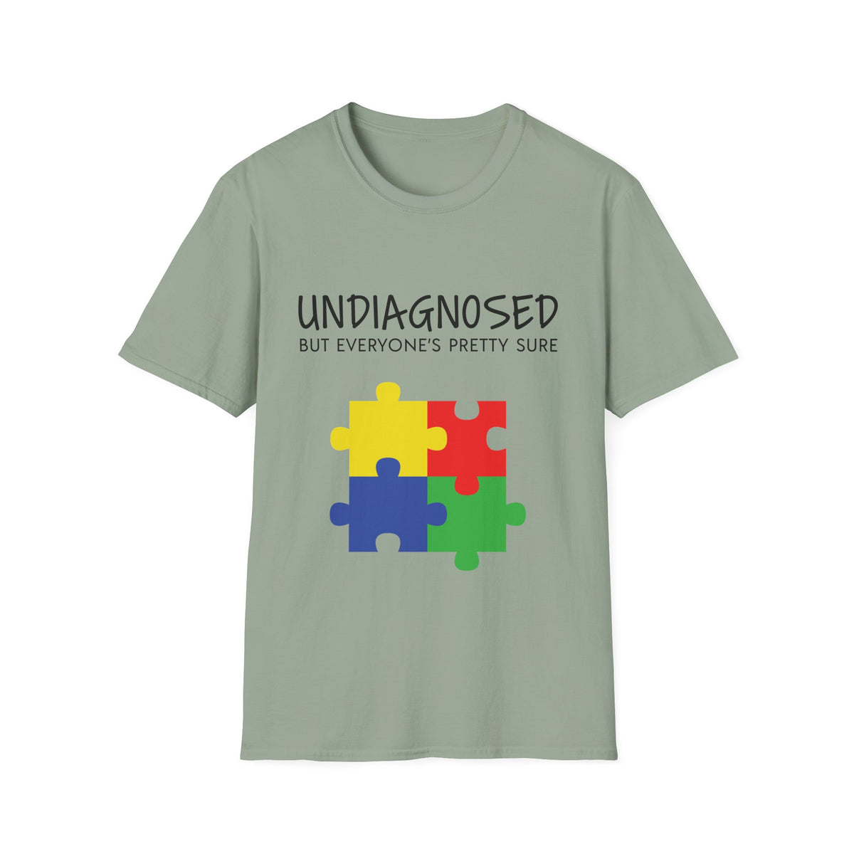 Unisex Softstyle T-Shirt - "Undiagnosed But Everyone's Pretty Sure" Puzzle Design