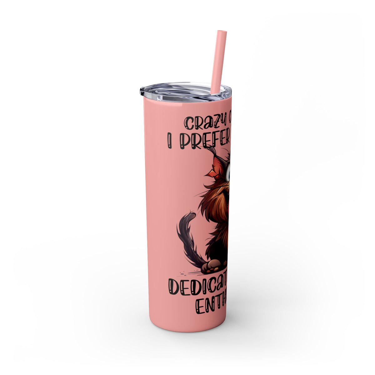 Funny Cat Skinny Tumbler with Straw, 20oz