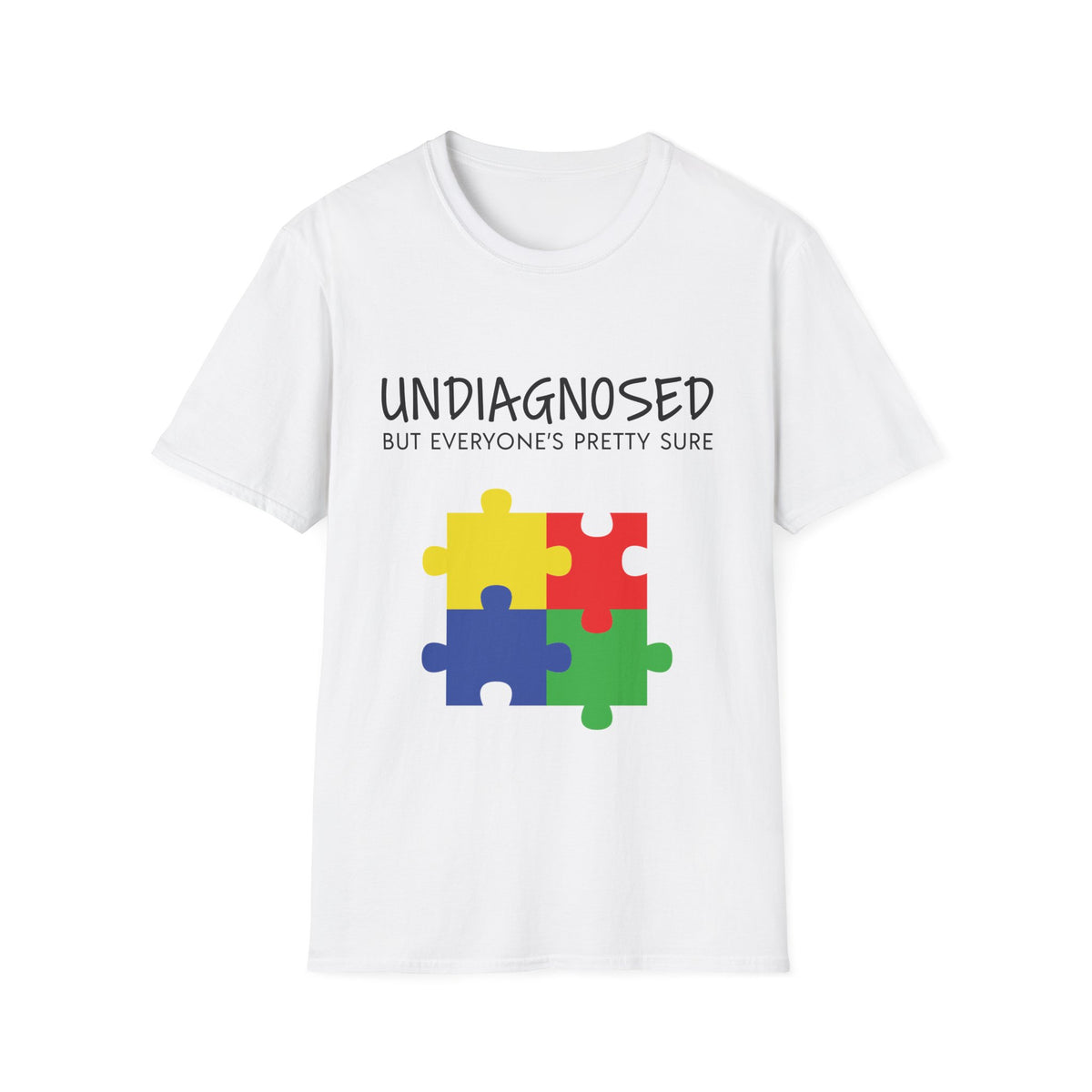 Unisex Softstyle T-Shirt - "Undiagnosed But Everyone's Pretty Sure" Puzzle Design