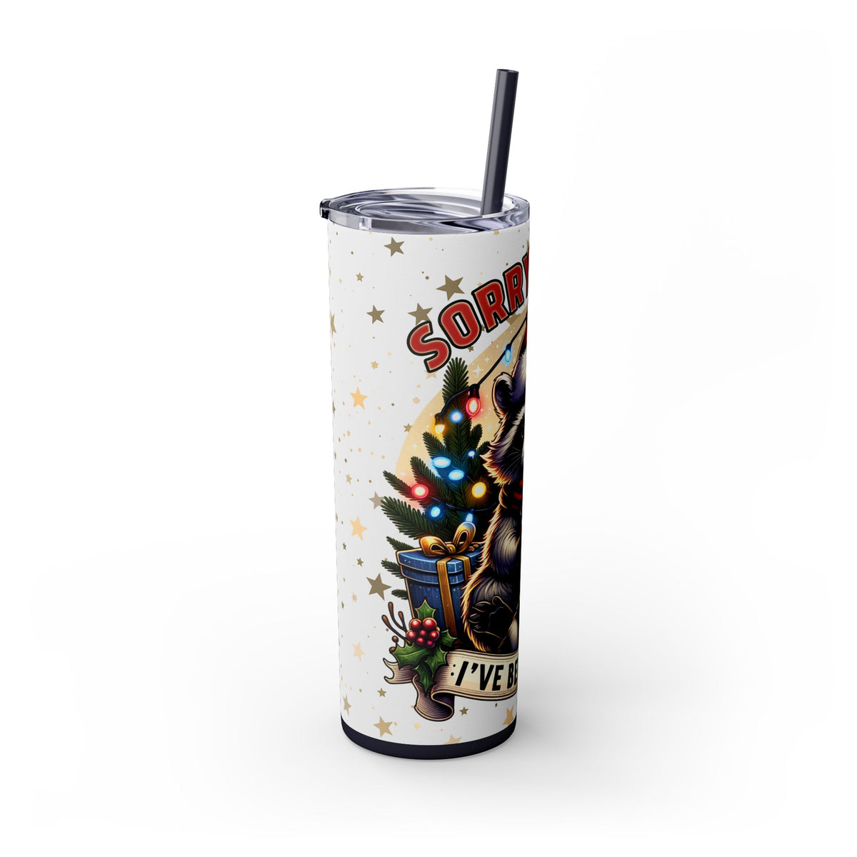 Funny Santa Skinny Tumbler with Straw, 20oz