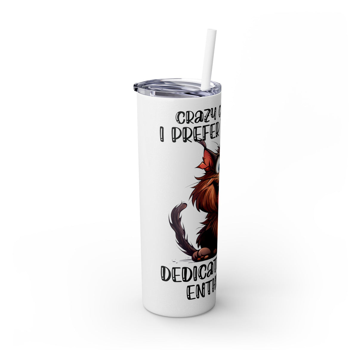 Funny Cat Skinny Tumbler with Straw, 20oz