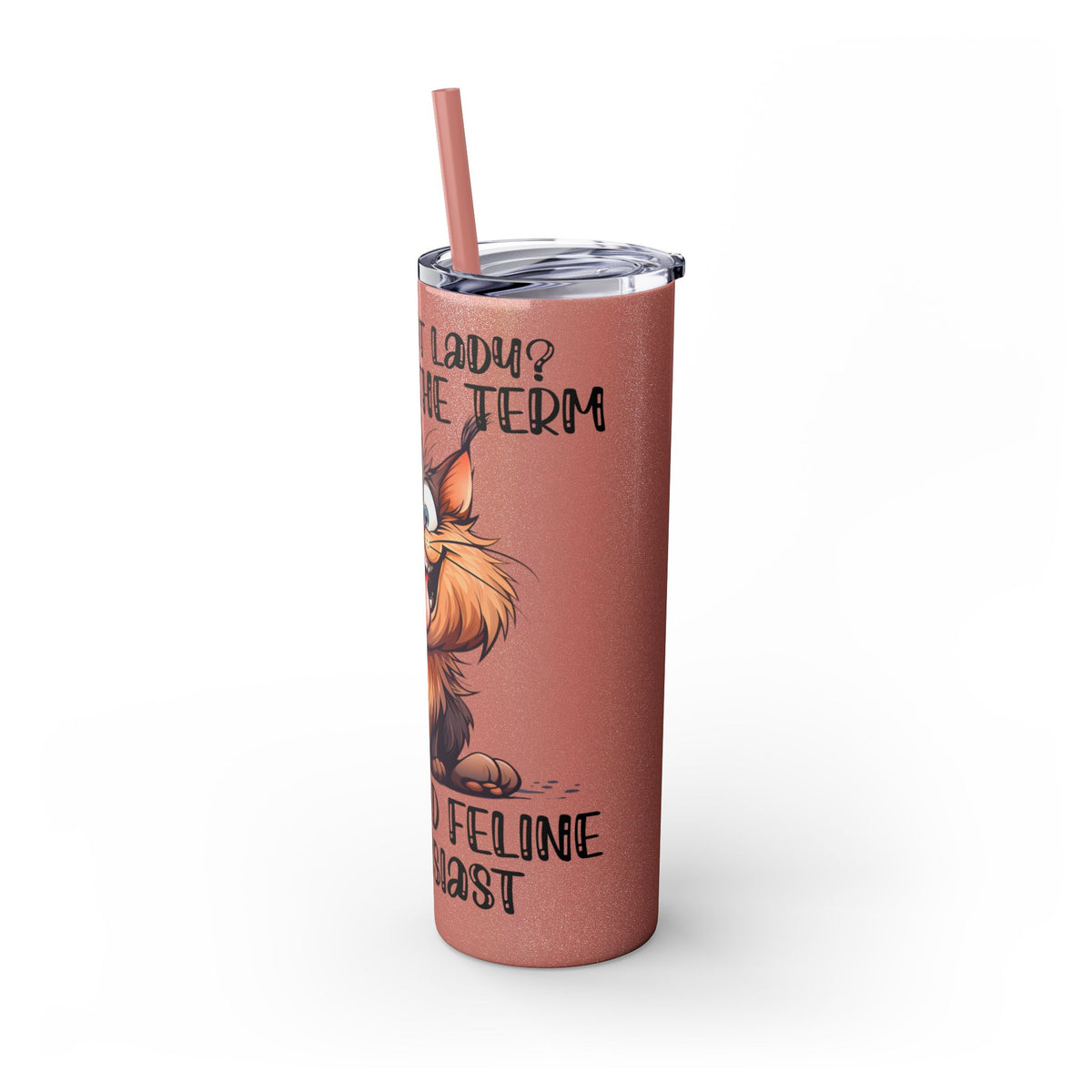 Funny Cat Skinny Tumbler with Straw, 20oz