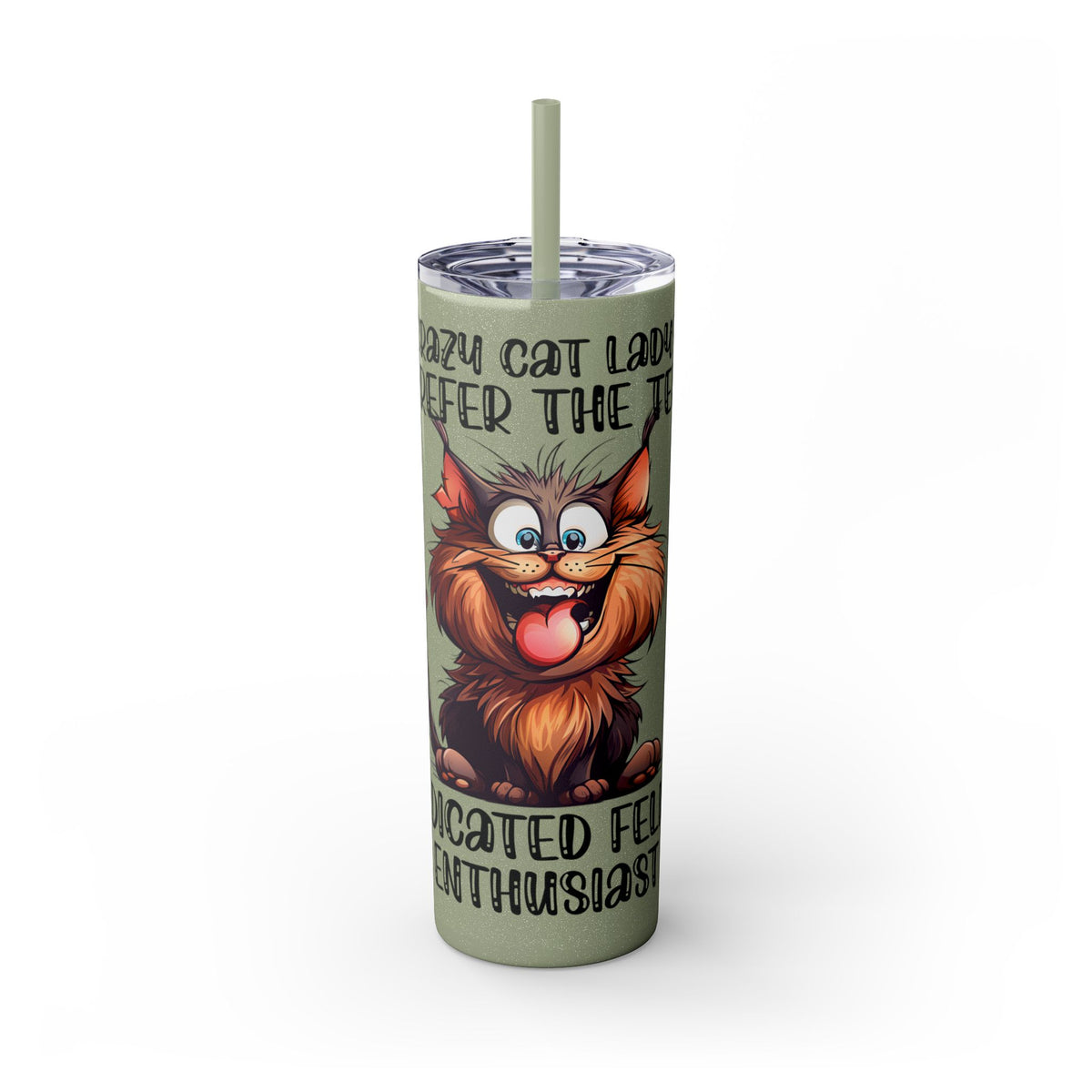 Funny Cat Skinny Tumbler with Straw, 20oz