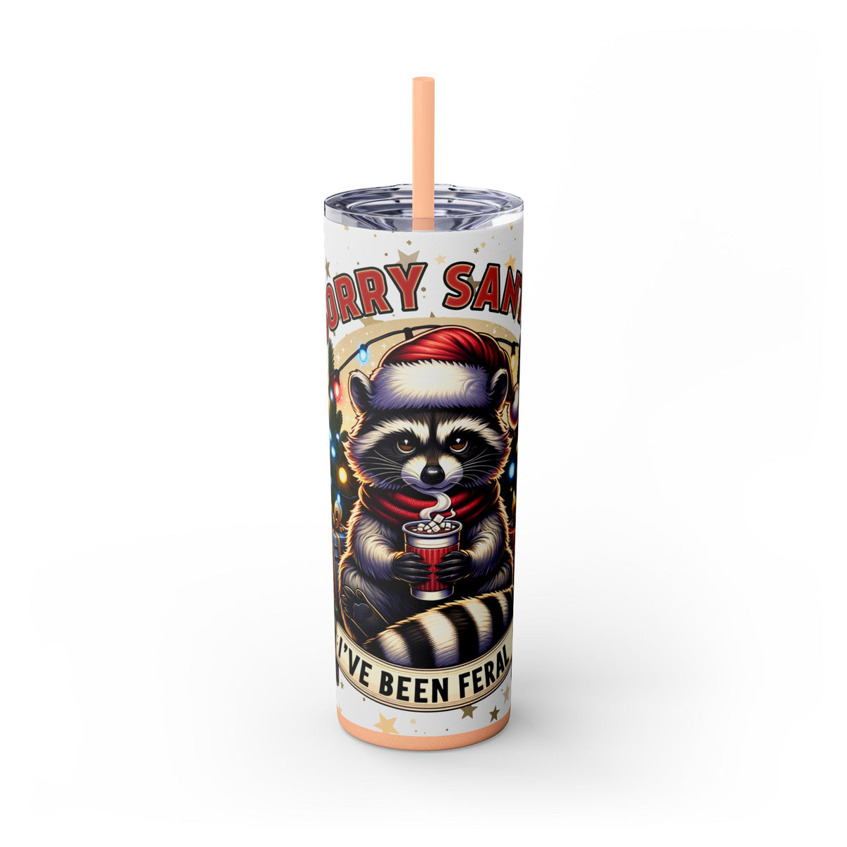 Funny Santa Skinny Tumbler with Straw, 20oz