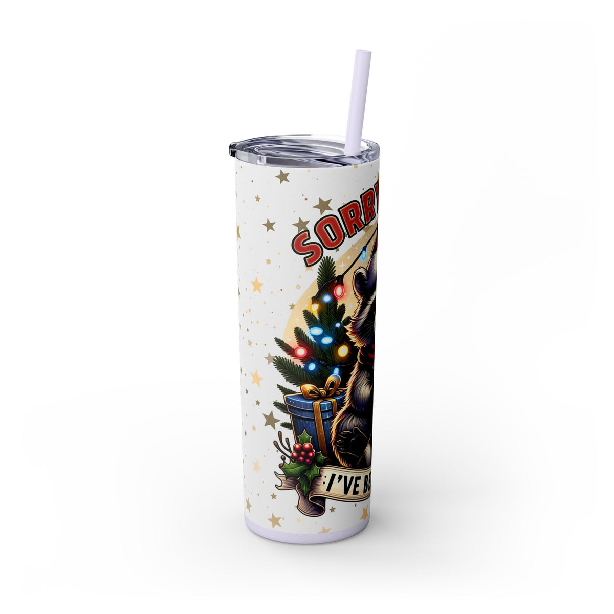 Funny Santa Skinny Tumbler with Straw, 20oz