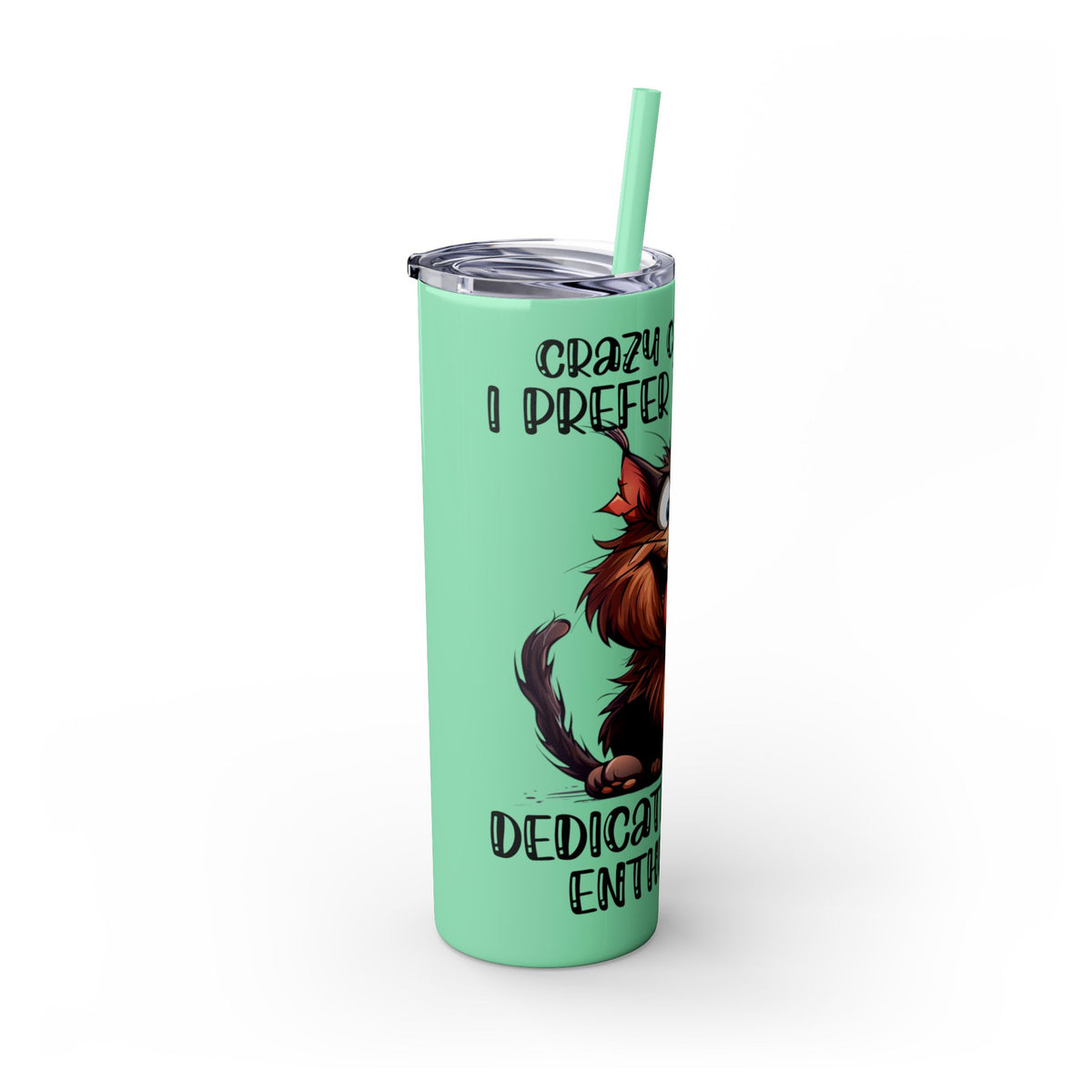 Funny Cat Skinny Tumbler with Straw, 20oz