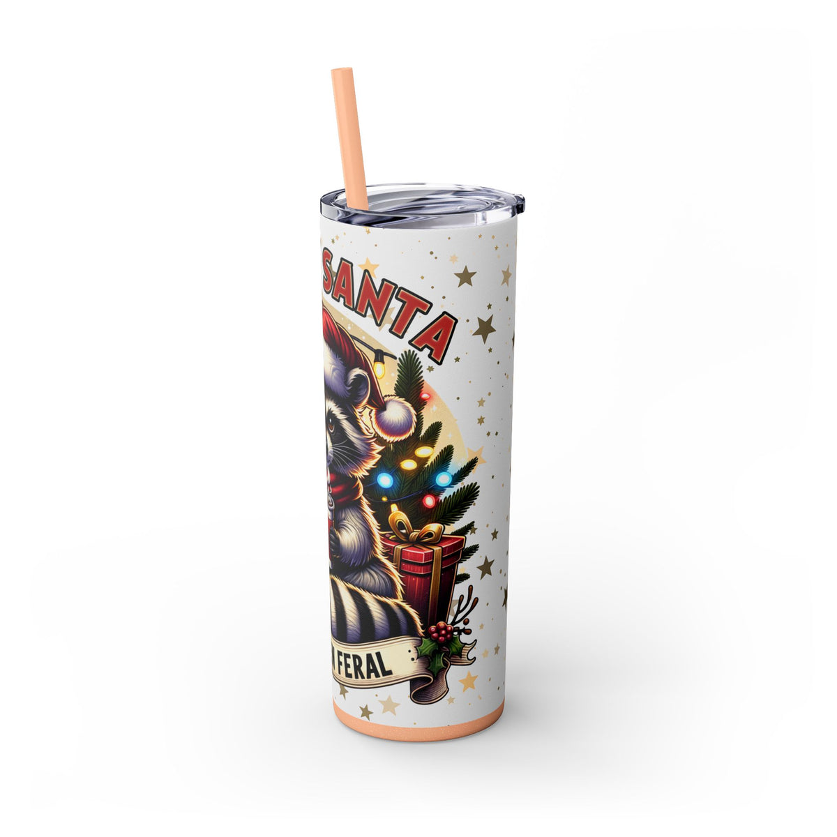 Funny Santa Skinny Tumbler with Straw, 20oz