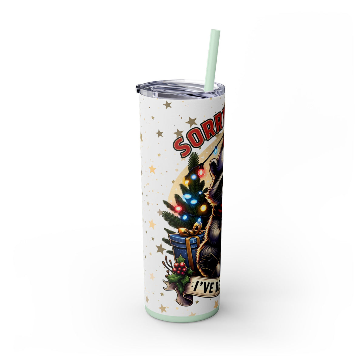 Funny Santa Skinny Tumbler with Straw, 20oz