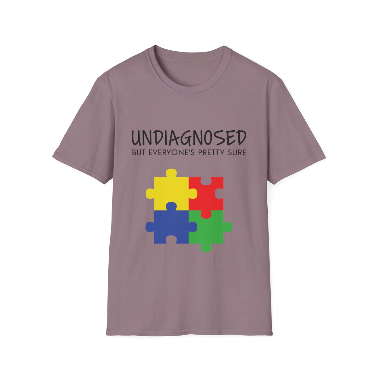 Unisex Softstyle T-Shirt - "Undiagnosed But Everyone's Pretty Sure" Puzzle Design