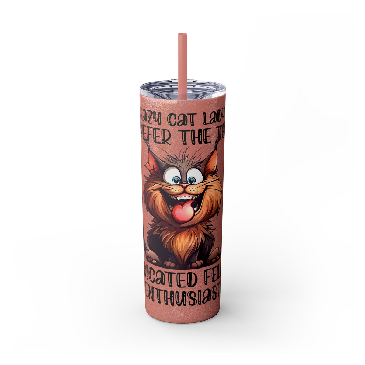 Funny Cat Skinny Tumbler with Straw, 20oz