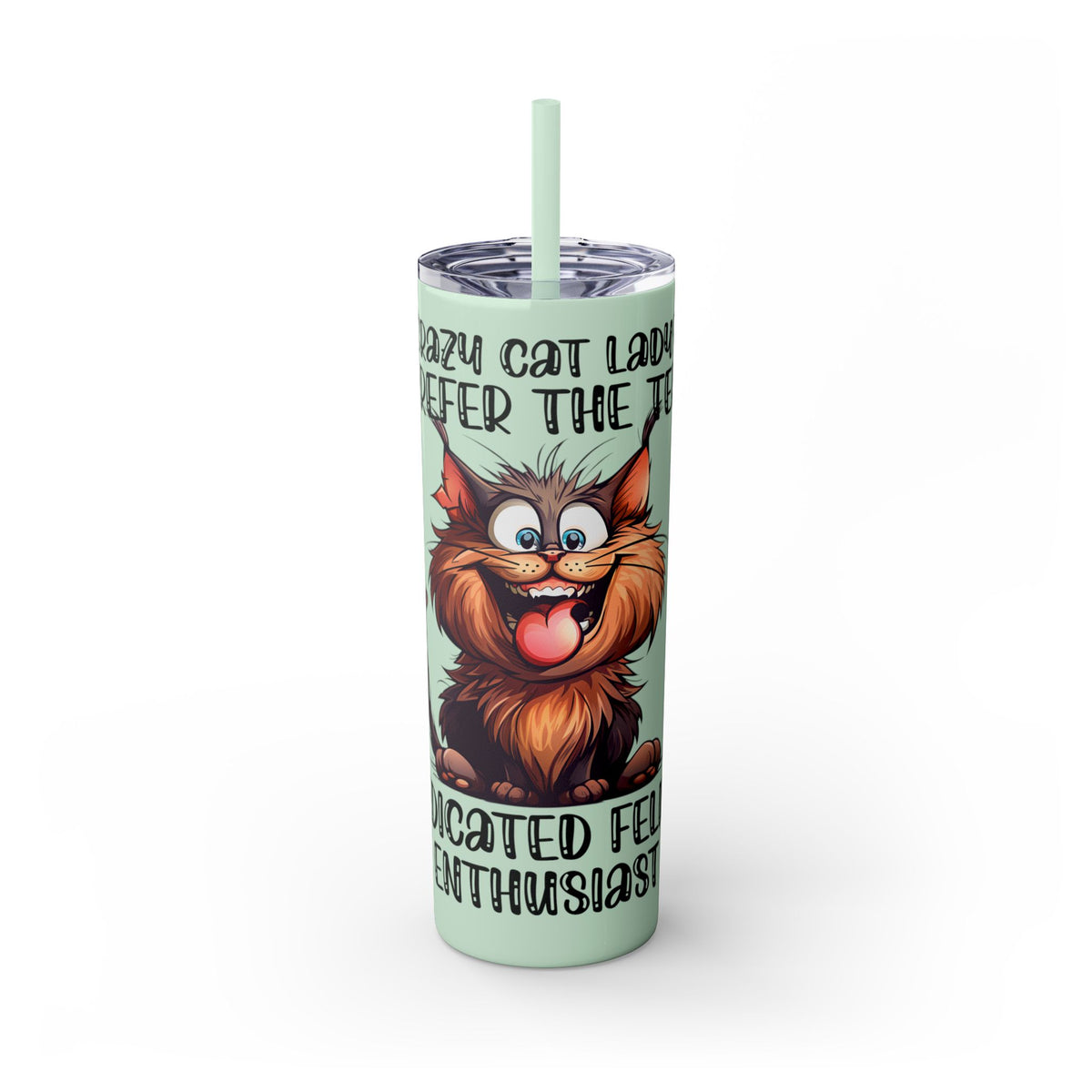 Funny Cat Skinny Tumbler with Straw, 20oz