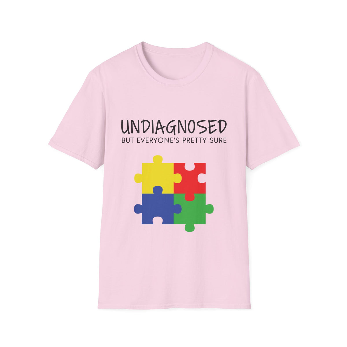 Unisex Softstyle T-Shirt - "Undiagnosed But Everyone's Pretty Sure" Puzzle Design