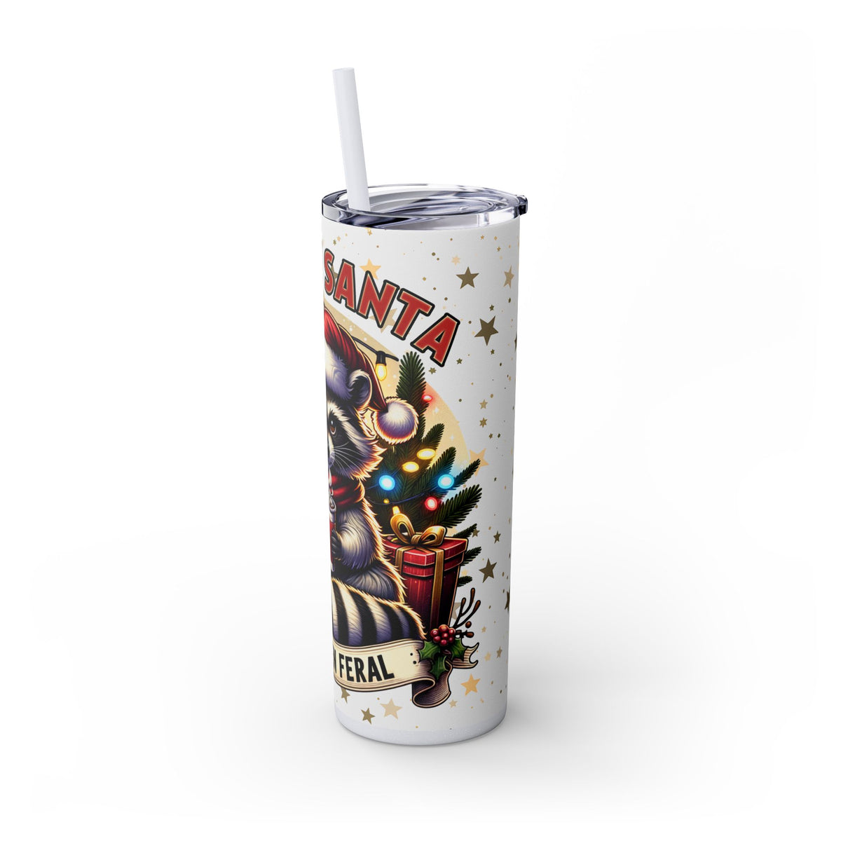 Funny Santa Skinny Tumbler with Straw, 20oz