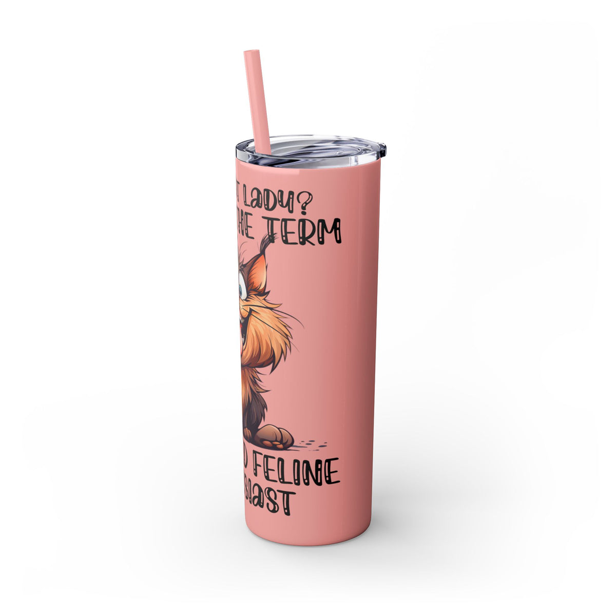 Funny Cat Skinny Tumbler with Straw, 20oz