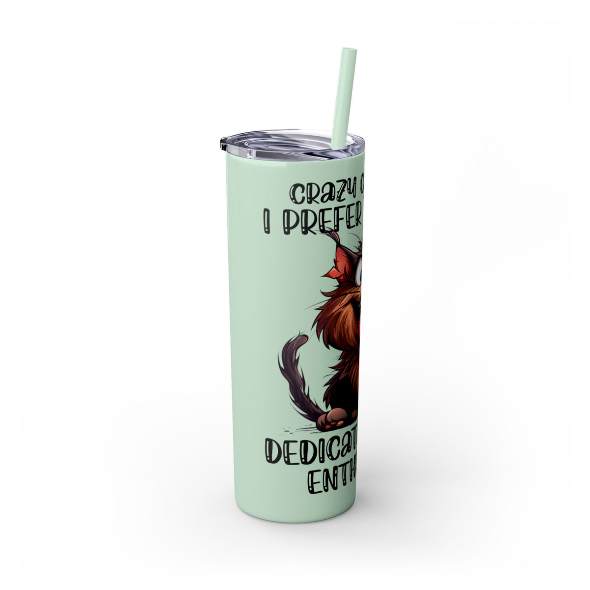 Funny Cat Skinny Tumbler with Straw, 20oz