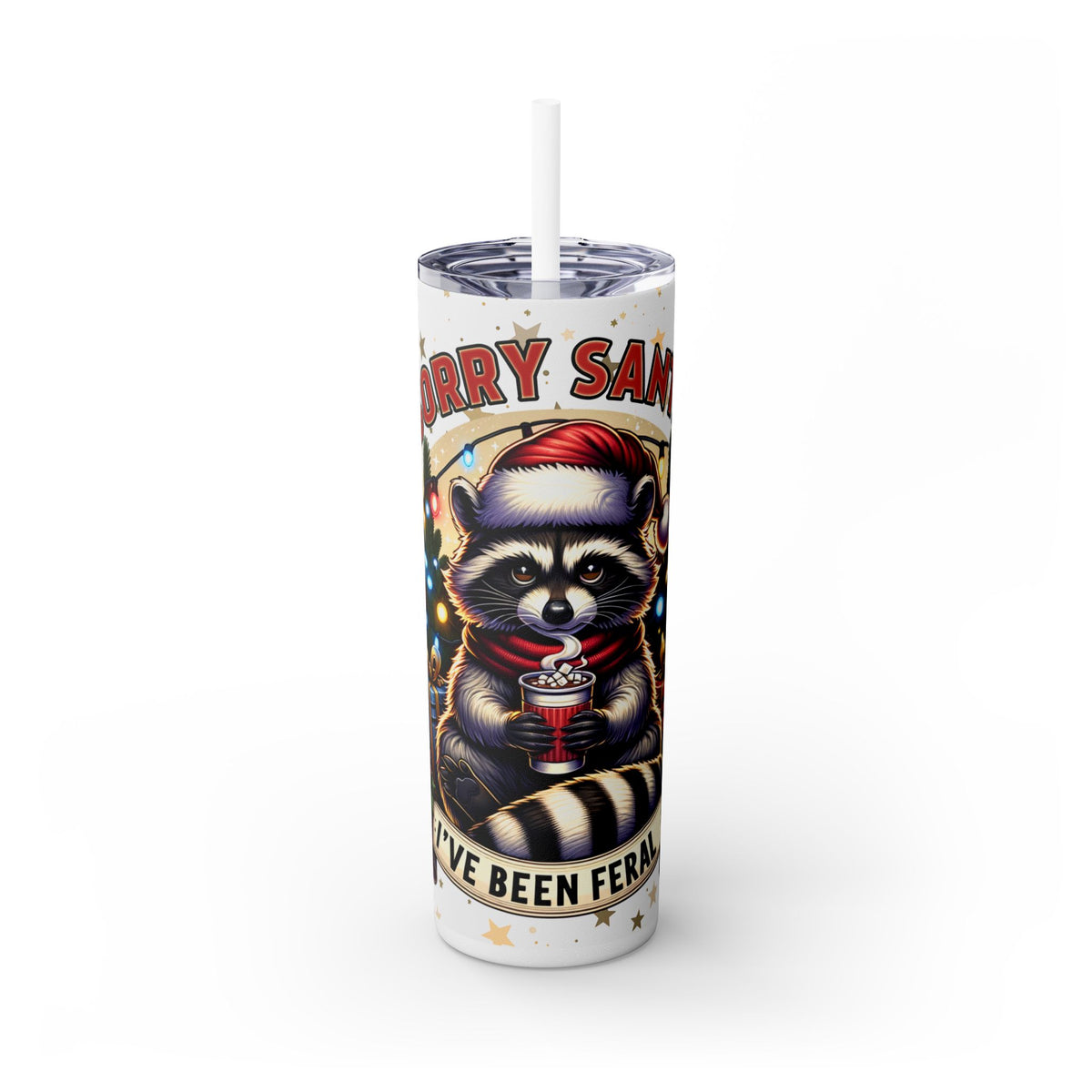 Funny Santa Skinny Tumbler with Straw, 20oz