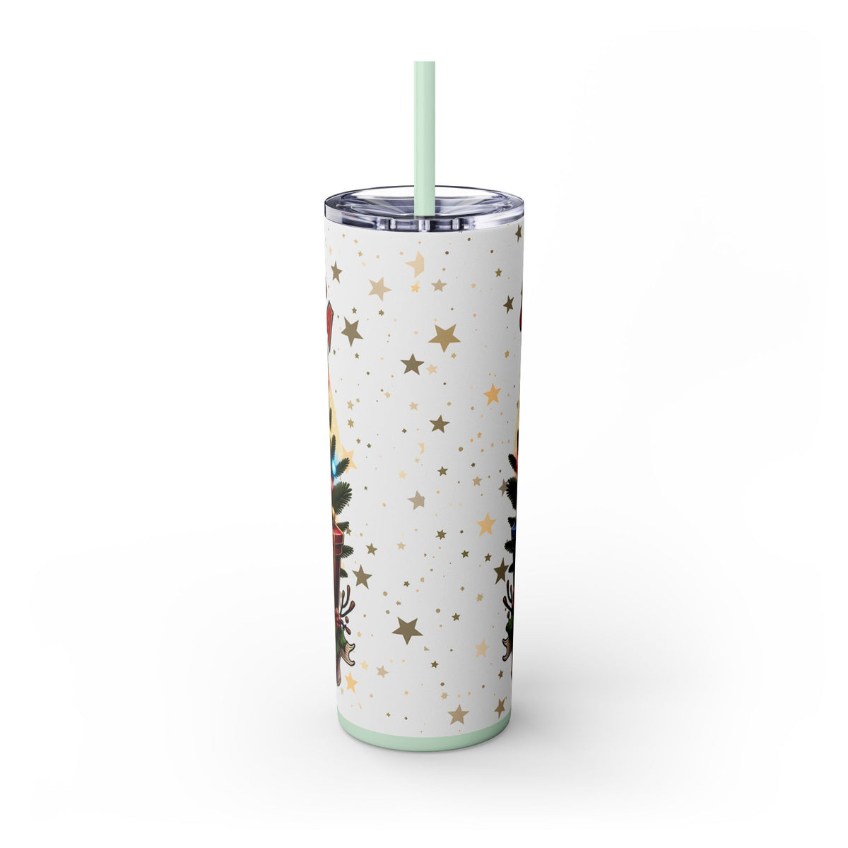 Funny Santa Skinny Tumbler with Straw, 20oz