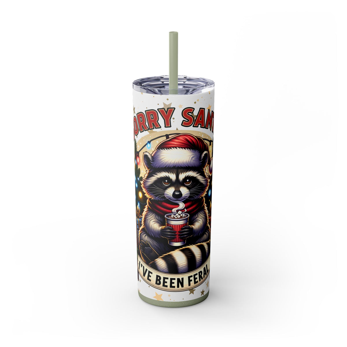 Funny Santa Skinny Tumbler with Straw, 20oz