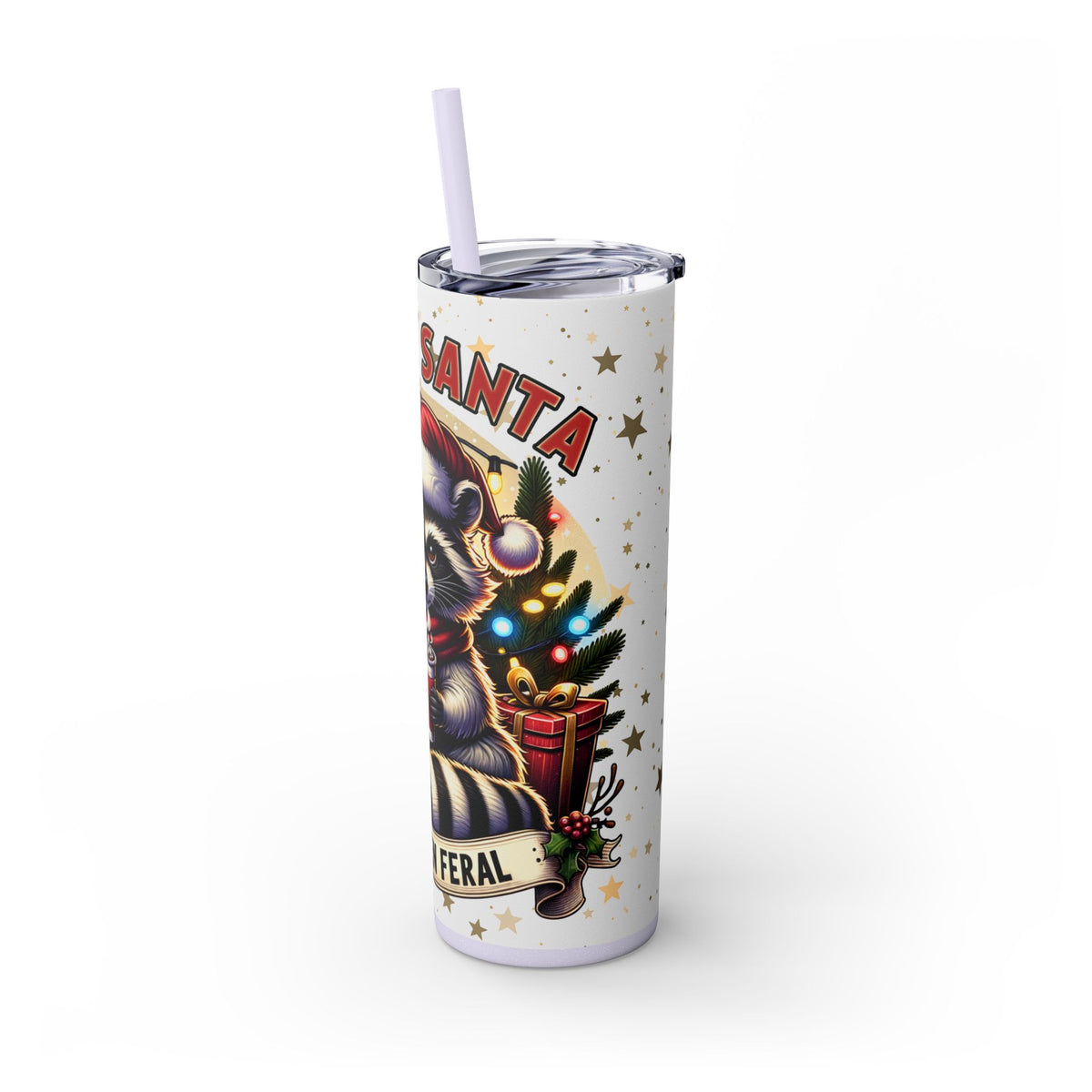 Funny Santa Skinny Tumbler with Straw, 20oz