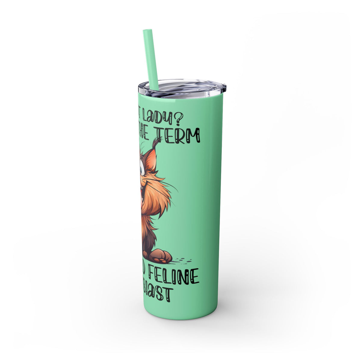 Funny Cat Skinny Tumbler with Straw, 20oz