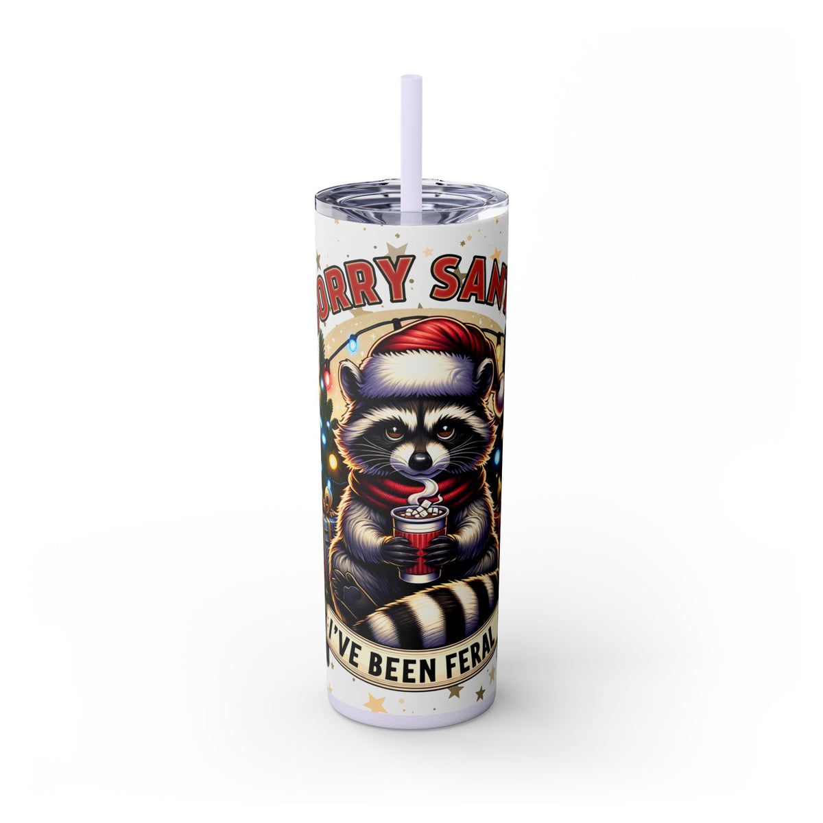 Funny Santa Skinny Tumbler with Straw, 20oz