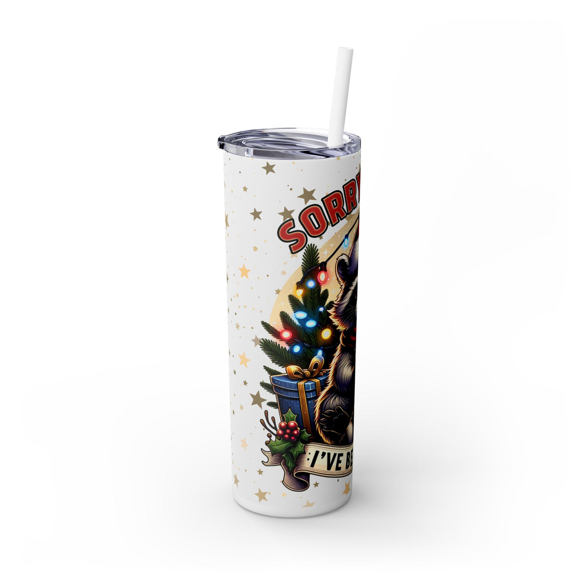 Funny Santa Skinny Tumbler with Straw, 20oz