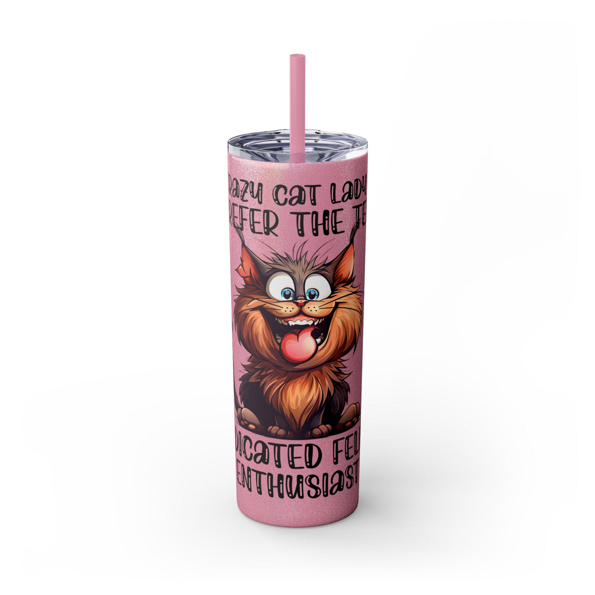 Funny Cat Skinny Tumbler with Straw, 20oz