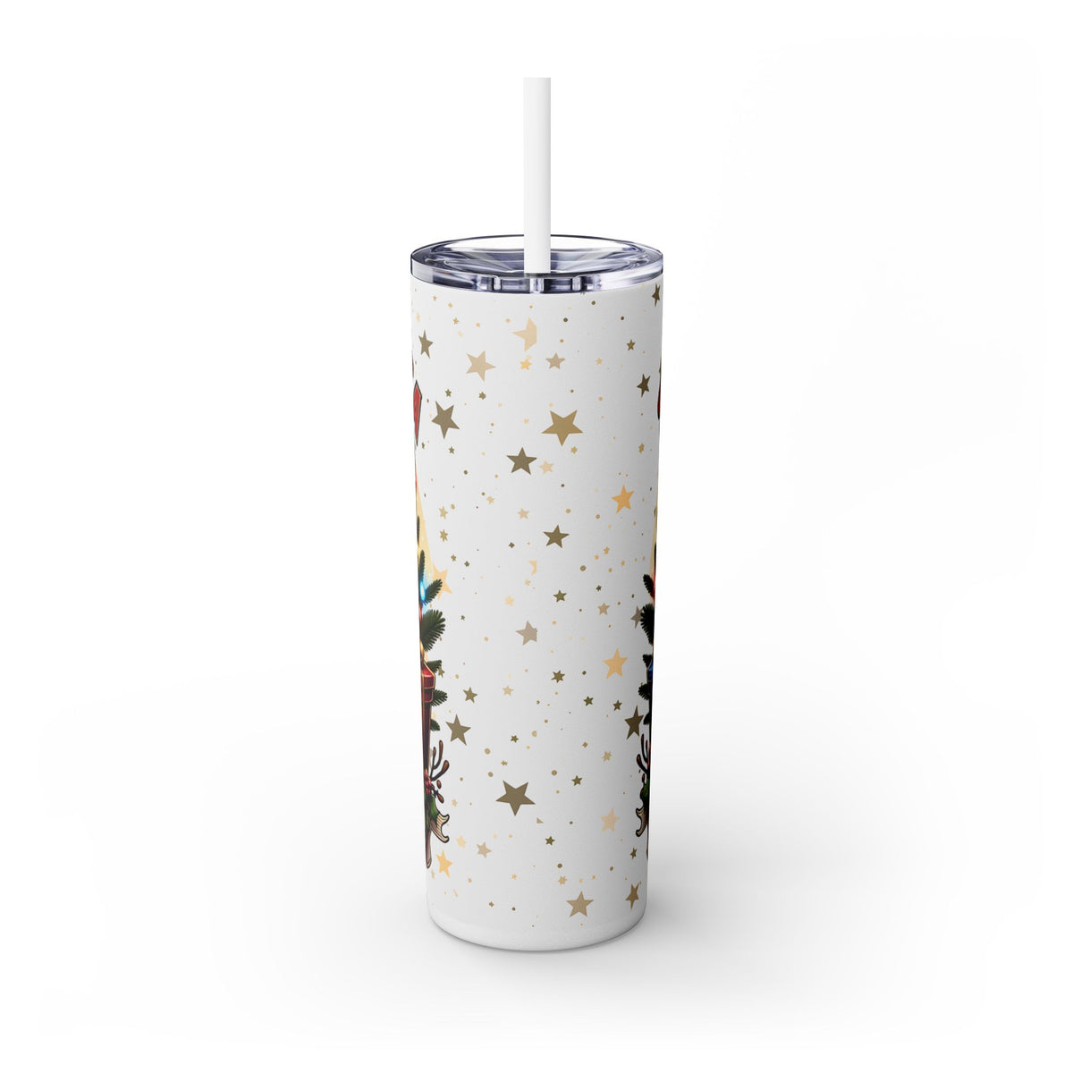 Funny Santa Skinny Tumbler with Straw, 20oz